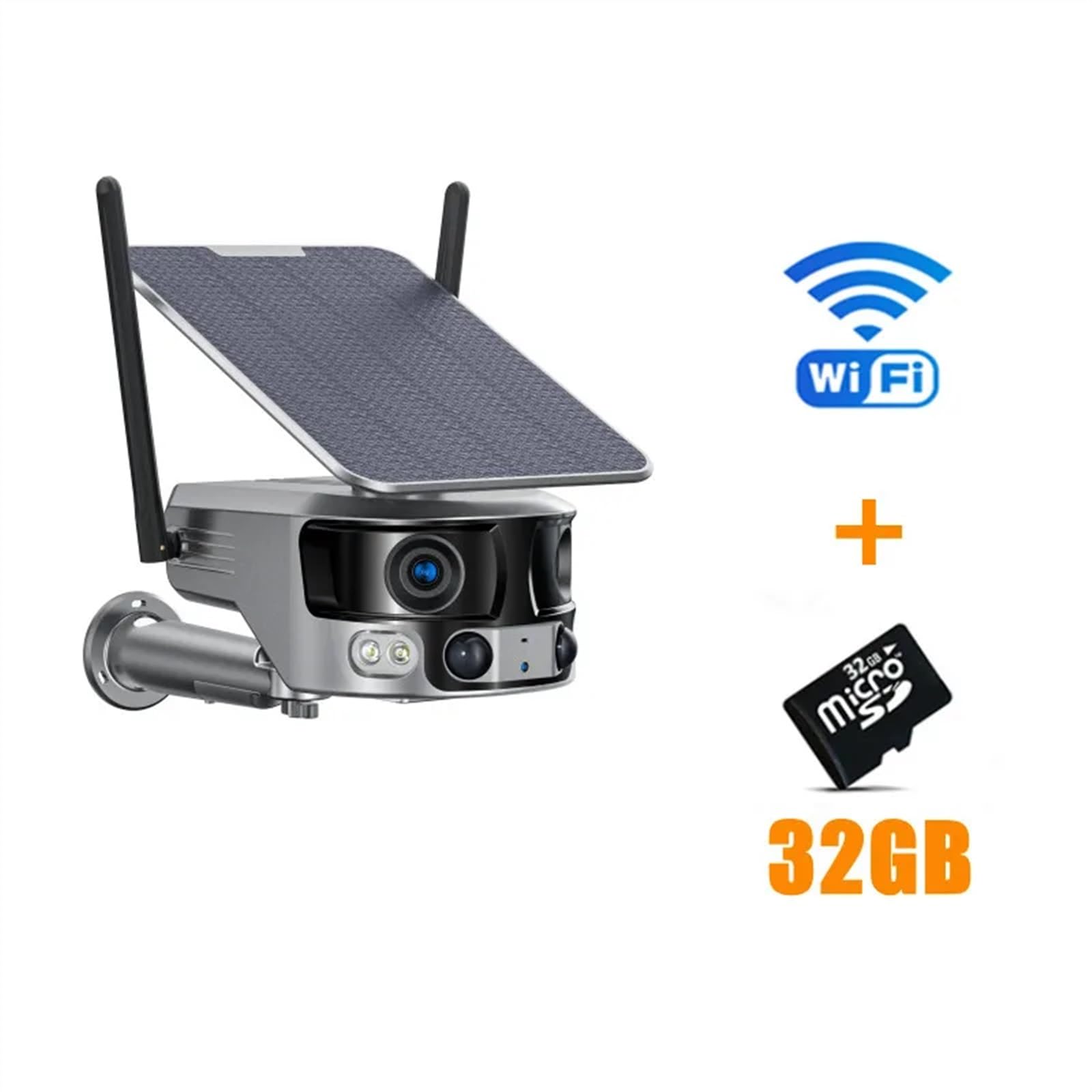 Caméra de sécurité, Caméra Solaire sans Fil 4K 4G, 8MP, Double Objectif, Zoom avec Panneau, Suivi humanoïde, caméra de sécurité PTZ, Prise en Charge Carte SD 128 go(WiFi Add 32GB Card)