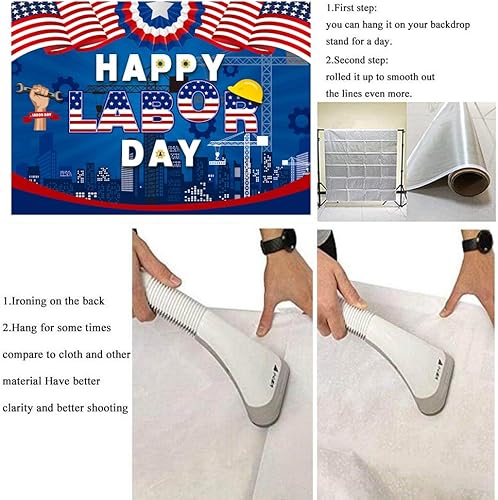 Miniatura 7 de Pancarta de fondo con texto en inglés Remember and Honor Laborer Worker para el Día del Trabajo, bandera americana, temática patriótica, suministros