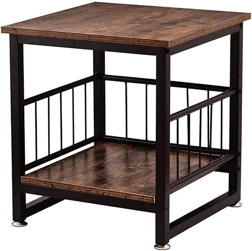 Miniatura 9 de WAYTRIM Mesa auxiliar de almacenamiento, mesa auxiliar industrial, mini soporte para nevera, mesa de café con marco de metal grande para sala de