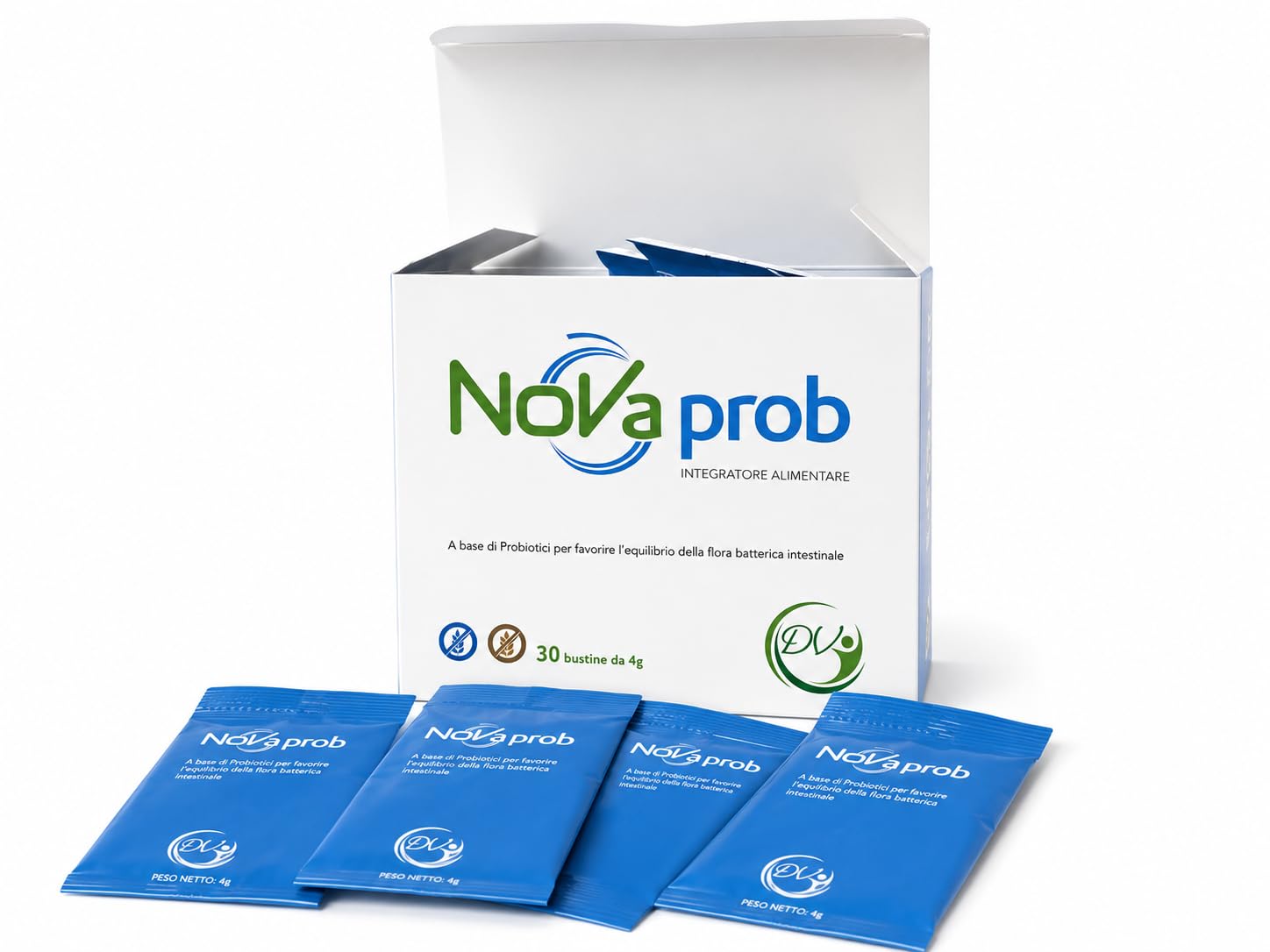 Novaprob Integratore Alimentare Probiotici Fermenti Lattici, 30 Bustine da 4 g, Flora Intestinale, Made in Italy