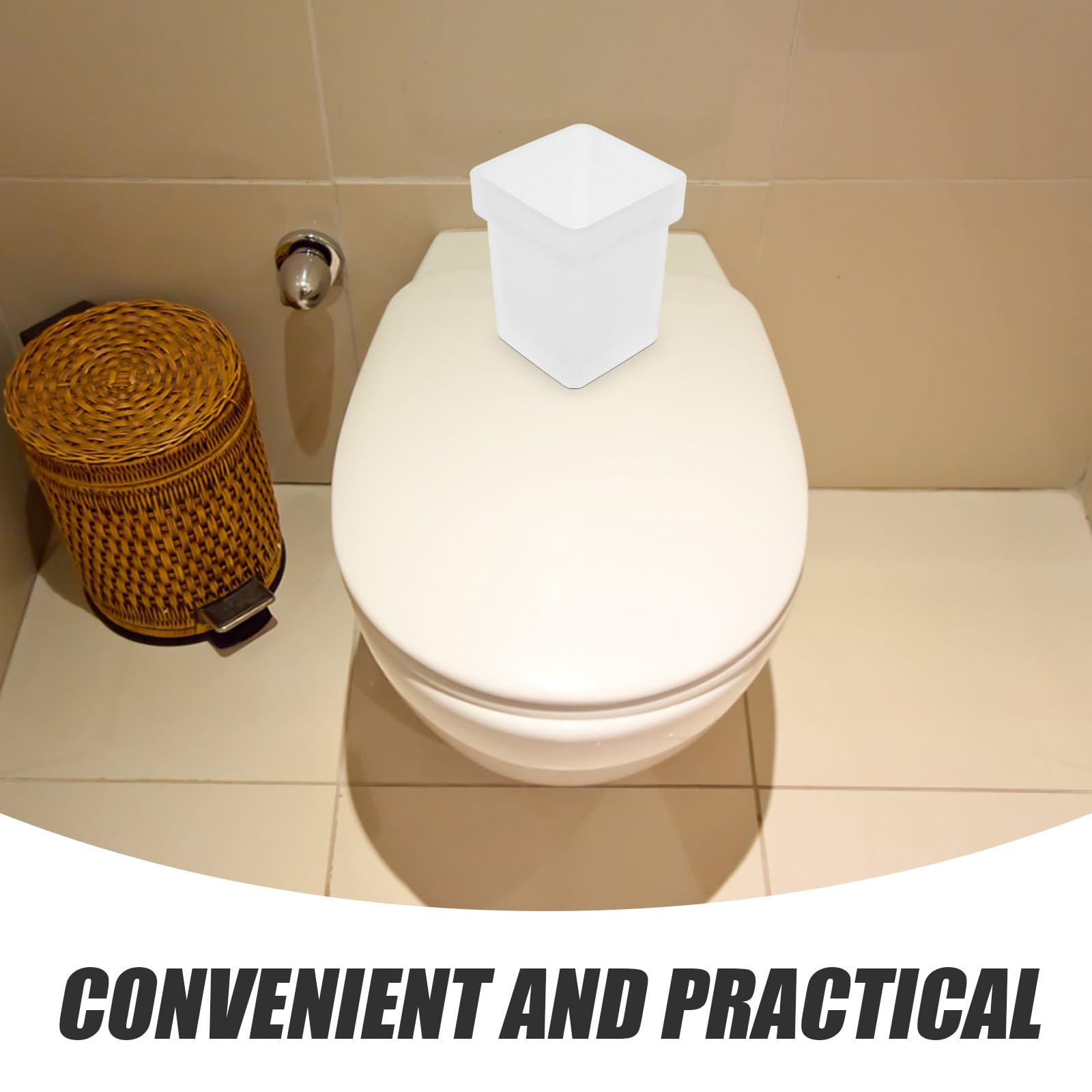 SHINEOFI Escobillero de Cerámica para Baño Diseño Cuadrado y Base Fácil de Limpiar, Adecuado para Hogares y Lugares Públicos, Versátil y Práctico