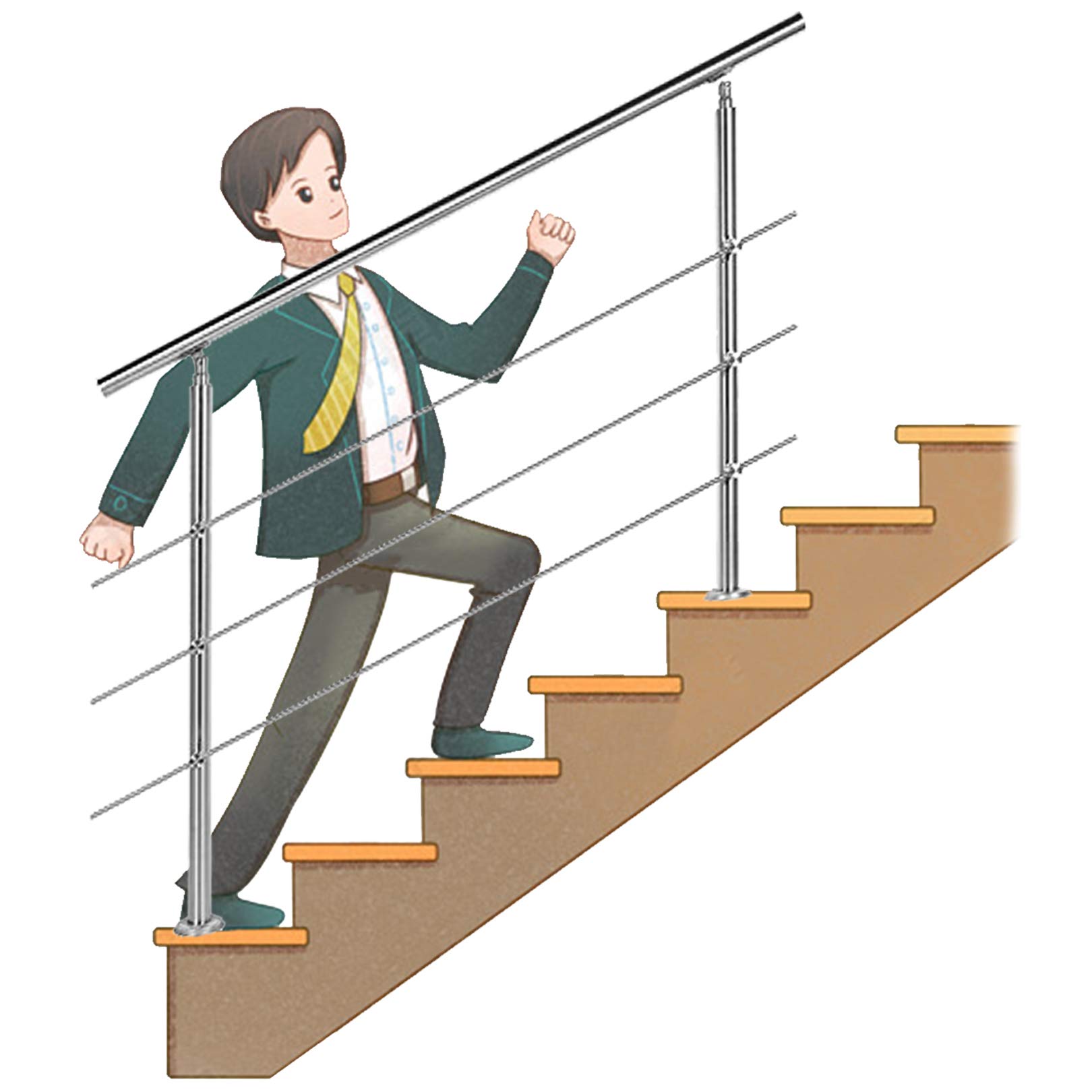 LWJSOCP Stair handrail Stainless steel stair handrail for outdoor stairs - degree adjustable - handrails for elderly and disabled people indoors (easy to install)