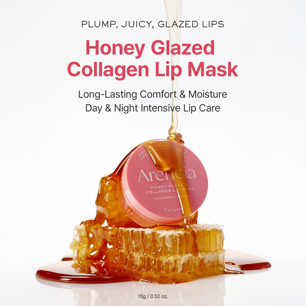 Arencia Honey Glazed Collagen Lip Mask, Overnight Lip Treatment with Collagen and Honey, 0.52 oz - Image 2