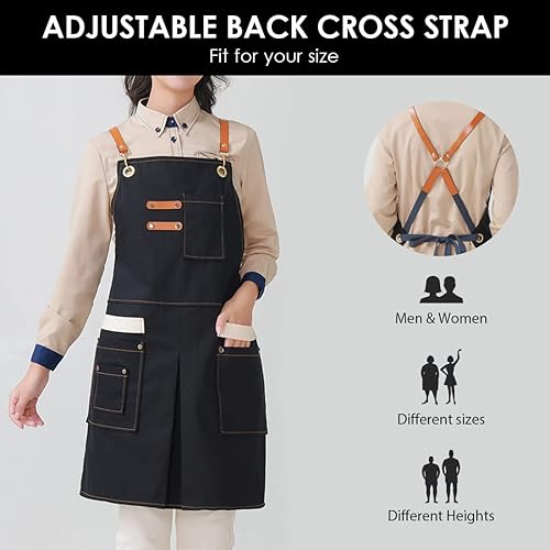 Miniatura 3 de Delantal de lona con bolsillos para mujeres y hombres, delantal de chef de cocina, regalo para él y ella