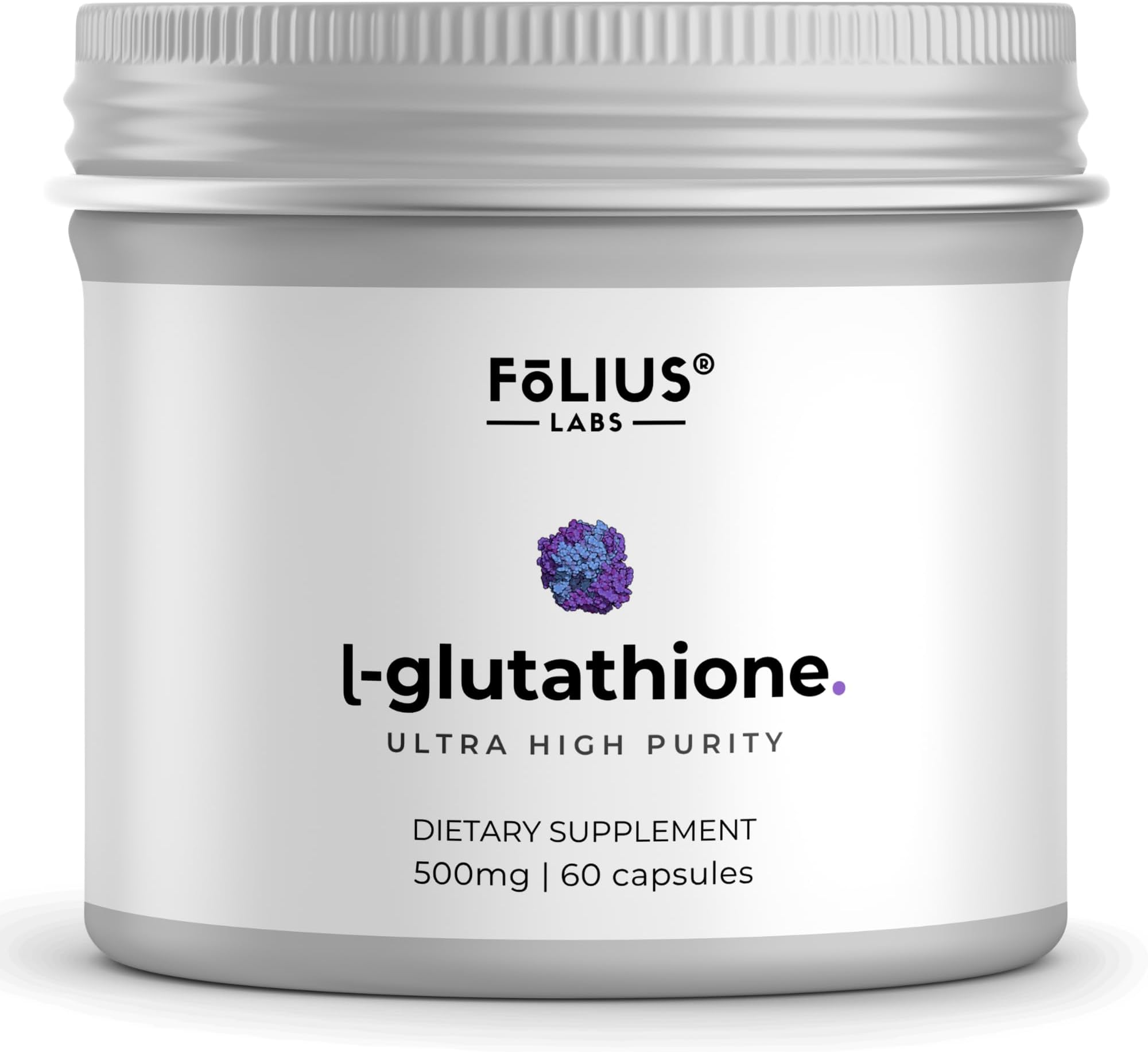 Ultra High Strength L-Glutathione 98% Supplement for Glowing Skin - Collagen Supplements for Women and Men - 500mg Concentrated Formula, Reduced L-Glutathione Supplement - 60 Capsules