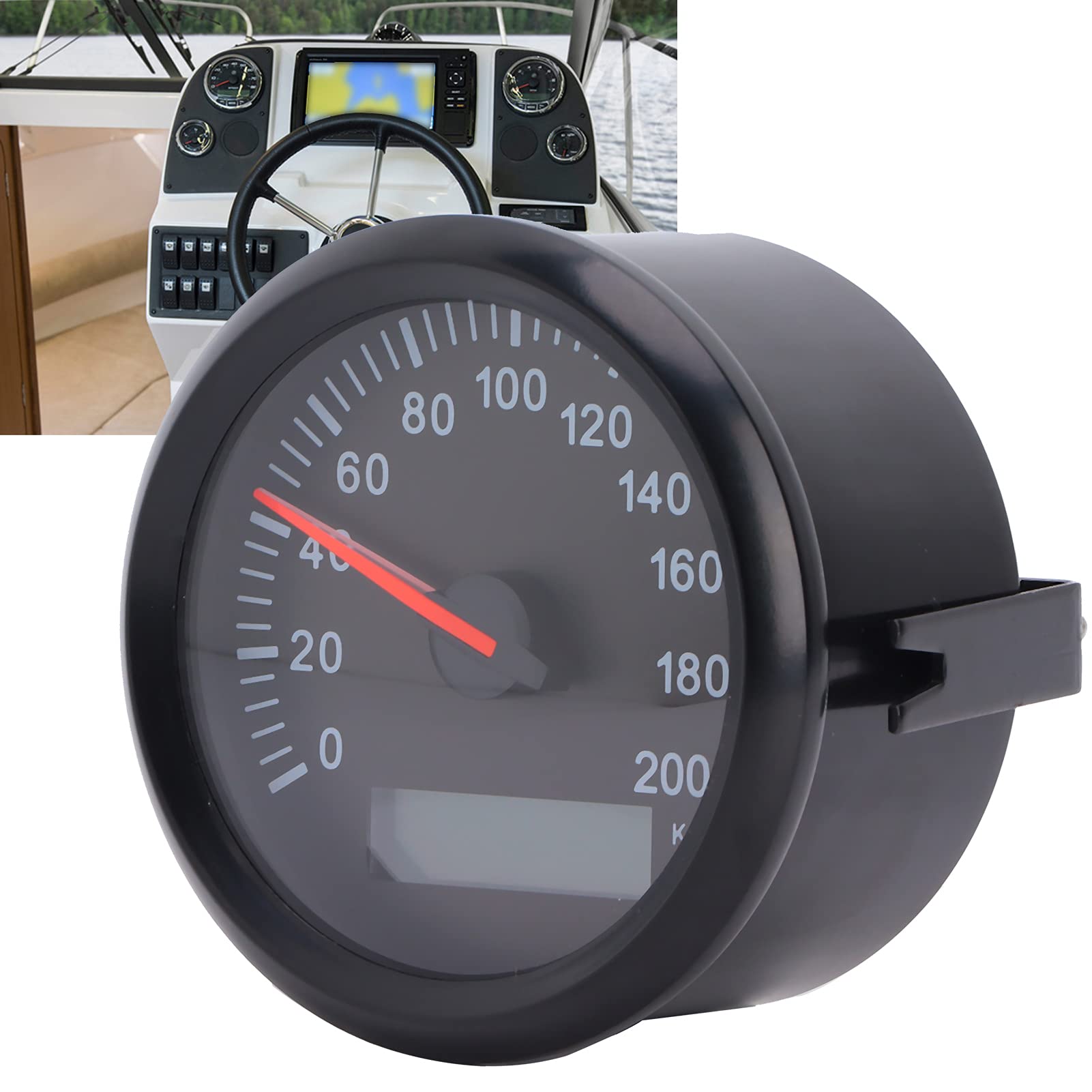 aqxreight Medidor de Velocidad de 85mm, Odómetro Digital Retroiluminado Colorido para Vehículos de 12V y 24V, Velocímetro con Pantalla para Coche, Motocicleta y Barco