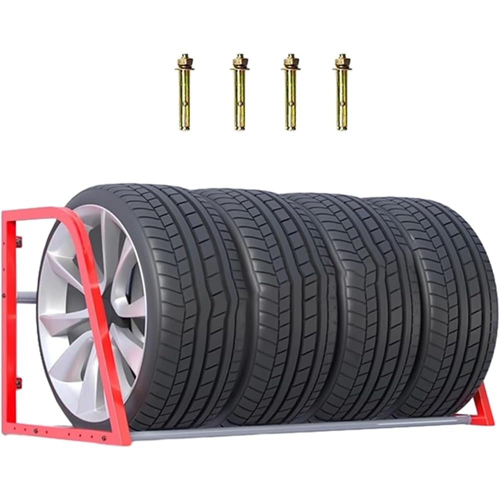 XBTGS Rack per pneumatici a parete, espositore per attrezzature per pneumatici, rack di stoccaggio pneumatici rotanti su ruote, garage di grande capacità, a pavimento, a parete.,