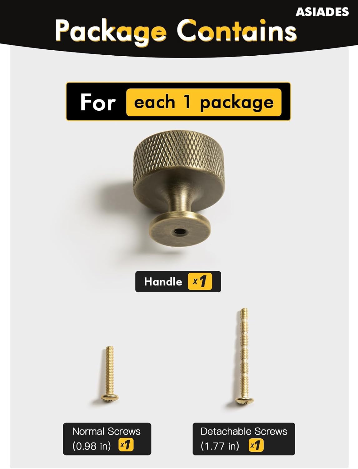 Antique Brass Kitchen Knurled Cabinet Knobs Solid Brass Pulls Dresser Drawer Handles,Wardrobe Closet Cupboard Bathroom Cabinet Hardware Handles﻿ (5, Antique Brass, Knob)