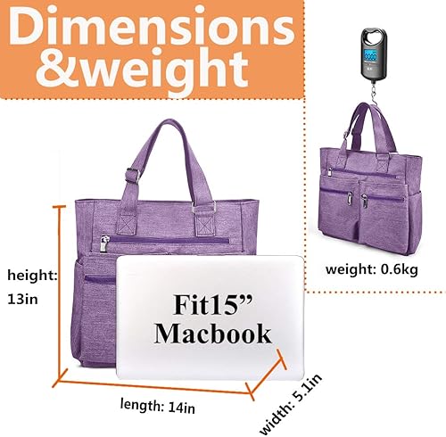 Miniatura 3 de Bolsa de lona impermeable de nailon con múltiples bolsillos para llevar al hombro, bolsa de trabajo para computadora portátil, bolso para