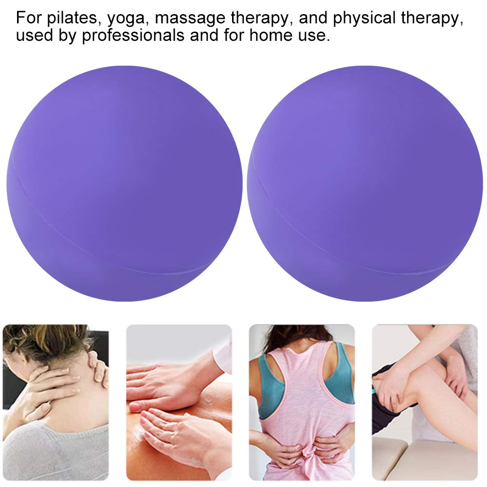 2 bolas de masaje, pelota de yoga de silicona para fitness, pelota de relajación para mano, suela, masaje, bolas masajeadoras de punto de activación para yoga (morado)