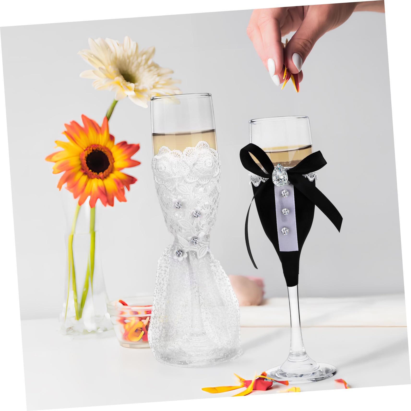Copas de Vino para Boda, 1 Juego de Vidrio, Diseño Elegante
