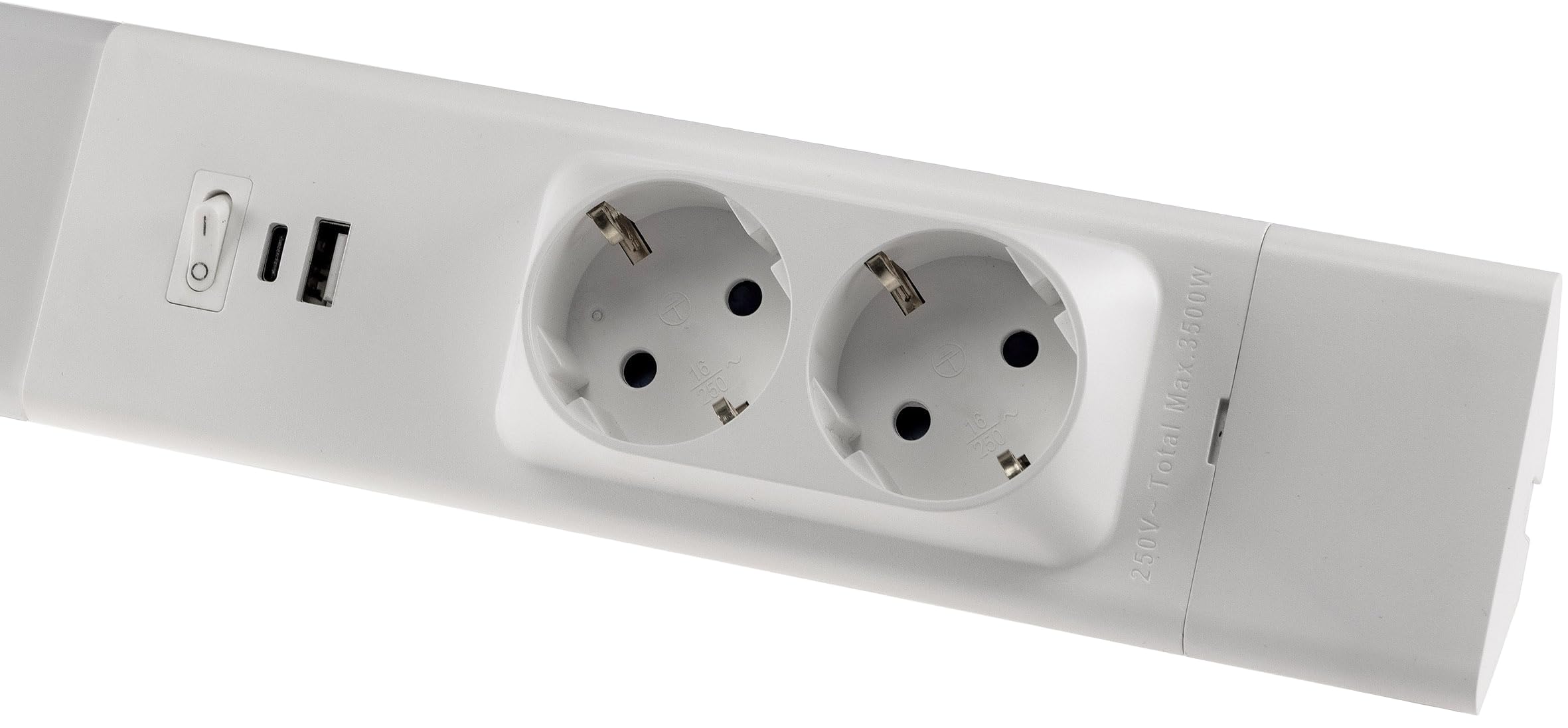 ChiliTec LED Unterbauleuchte Arusha 60cm, 2 Steckdosen, Weiß | 2 Steckdosen, USB-A USB-C PD, Neutralweiß, Für Küche Unterschrank Büro Werkstatt