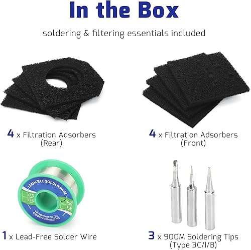Miniatura 7 de WEP 948DQ-II - Estación de soldadura 2 en 1 con doble filtro, extractor de humo, ventilador de soldadura con control PID, , modo de suspensión,