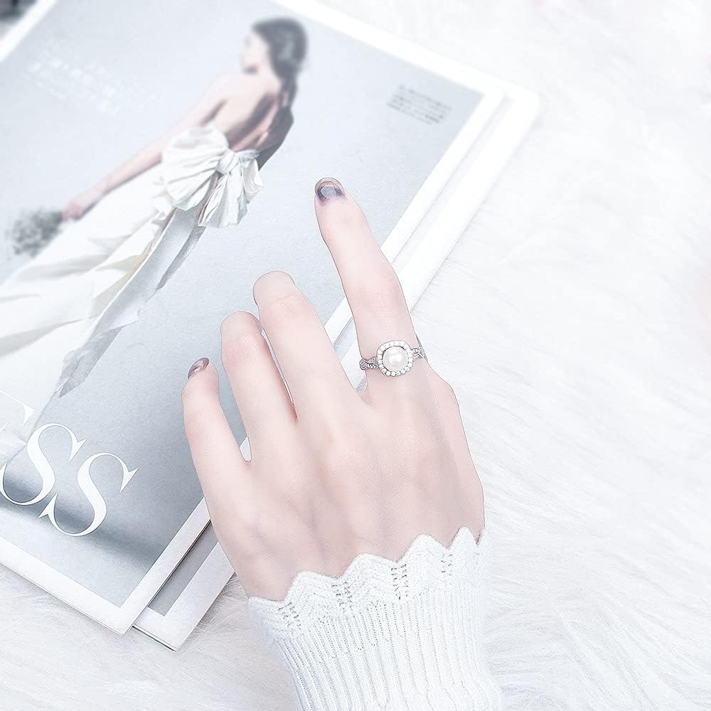 Sterling Silver CZ Square Twisted Design Adjustable Rings for Women, Design Ring Mounts Fittings with Pearl Seat for DIY Jewelry Making - Image 5