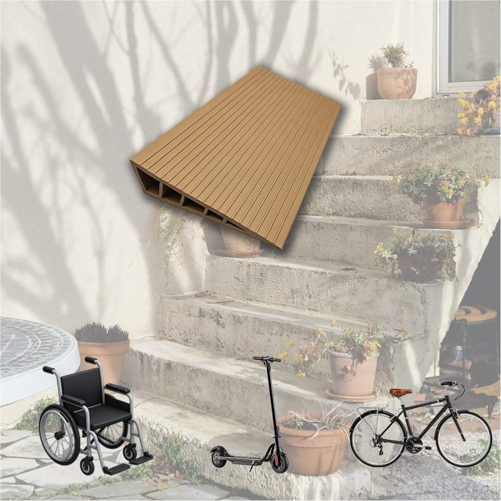 Rampa para Silla de Ruedas de 2,5 cm Alto para Hogar Rampa Antideslizante | Rampas de PVC Autoadhesiva, Recortable Scooter Escalon Umbral