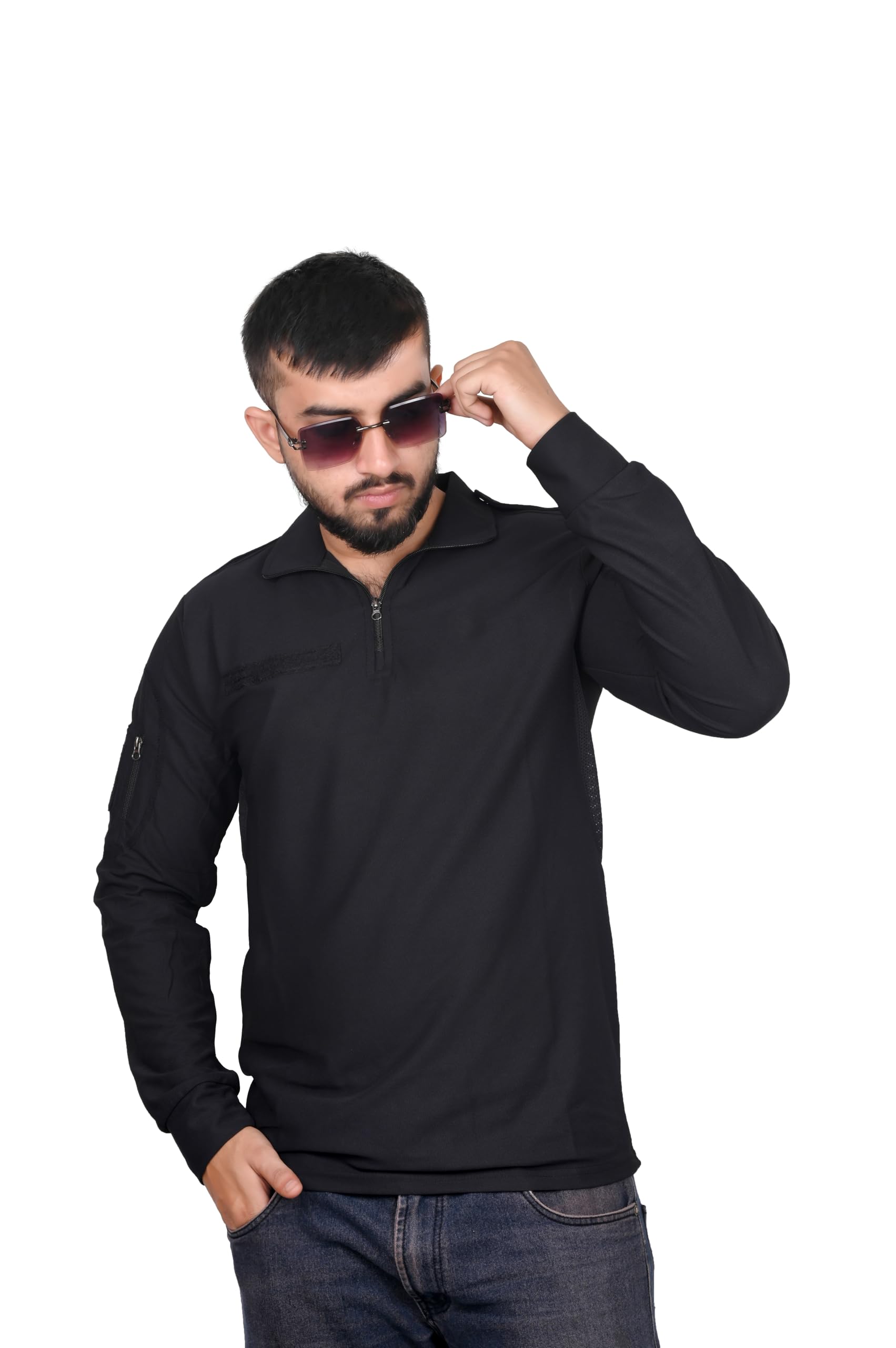Men's Tactical Combat T-Shirt, Black, Full Sleeve, Military Style, for Gym, Jogging, Cycling, Trekking, Running, Sports-picture-38