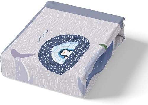 Miniatura 6 de Juego de funda de edredón de animales lindos, tamaño King, funda de edredón con 2 fundas de almohada, diseño de pingüino y ballena ártica con 2