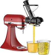 Masticating Juicer Attachment for KitchenAid Stand Mixer, Masticating Juicer, Slow Juicer Attachment for Kitchen Aid with Dual Feed Chute and Push Rod for Vegestables Fruits By HOZODO