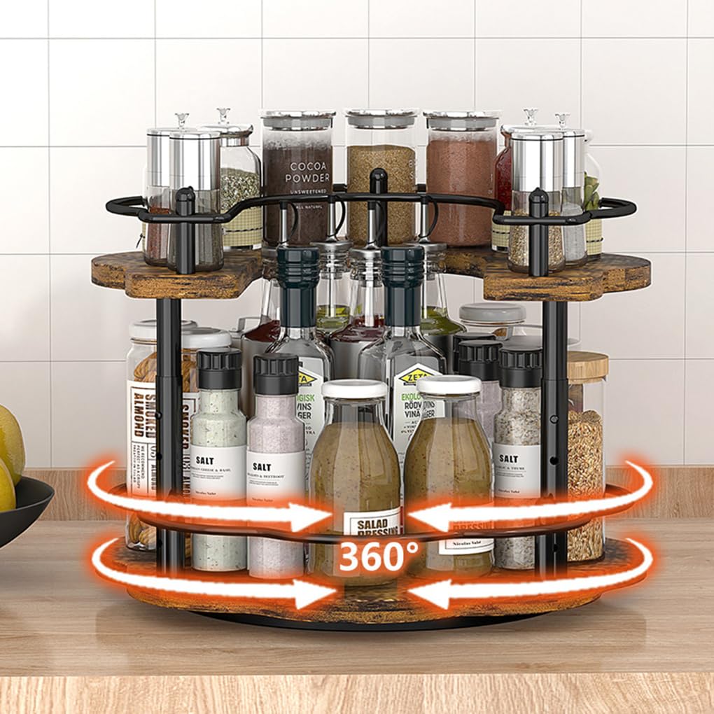 Organisateur à épices Lazy Spice Shelf,à deux étages,rondeur