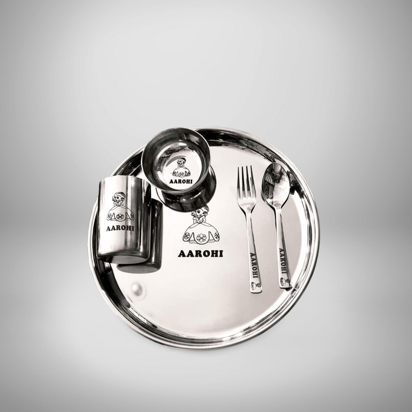 Namoh Customizations Stainless stell Customized Thali Set for Kids with Name: Personalized thali Set with Name — Amazon image 3