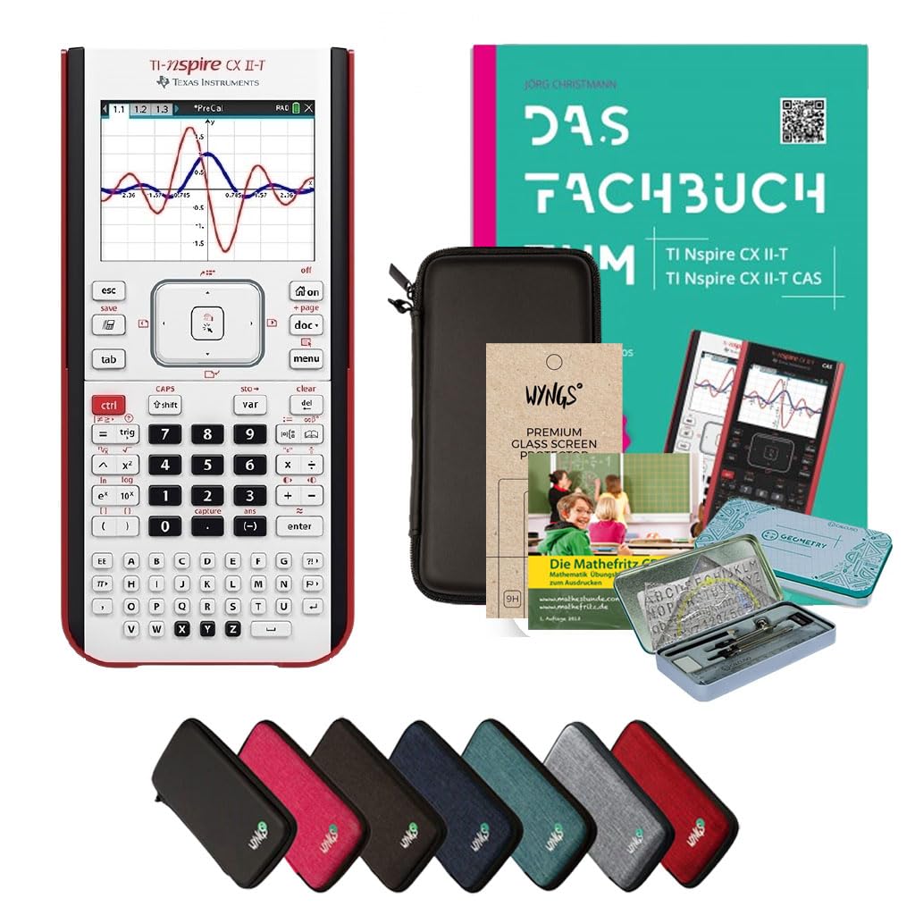 Streberpaket: TI Nspire CX II-T (ohne CAS) + SafeCase Schutztasche + Garantieverlängerung auf 60 Monate + Ladekabel + Schutzfolie + Lern-CD (auf Deutsch)