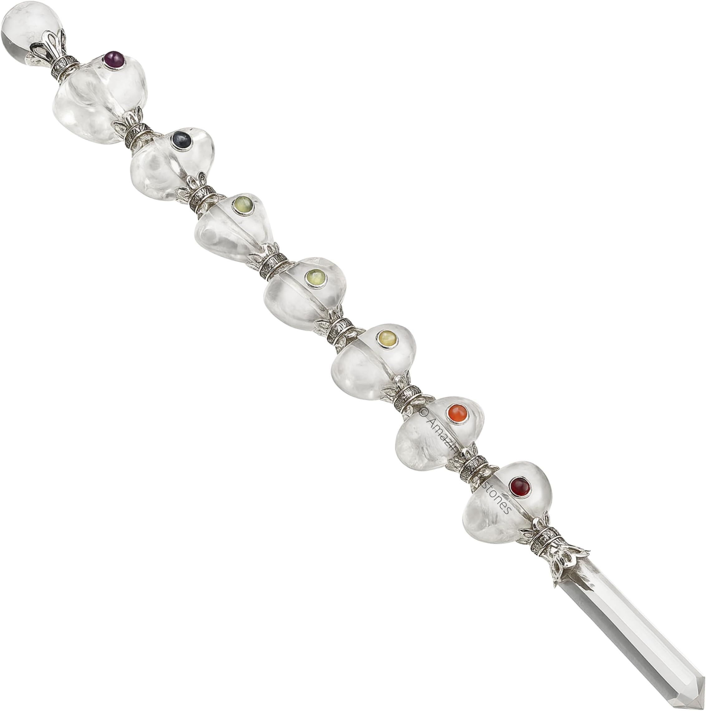 Amazing Gemstone Crystal Chakra Wand Healing Crystal Wands Witchcraft - Clear Quartz Tumbled Crystal Wand for Meditation, Witchcraft, Healing, Yoga, Magic and More - Crystals and Healing Stones Gift