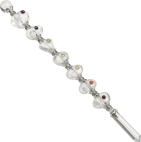 Amazing Gemstone Varita de cristal para chakras, varitas de cristal curativo de brujería, varita de cristal transparente para meditación, brujería,