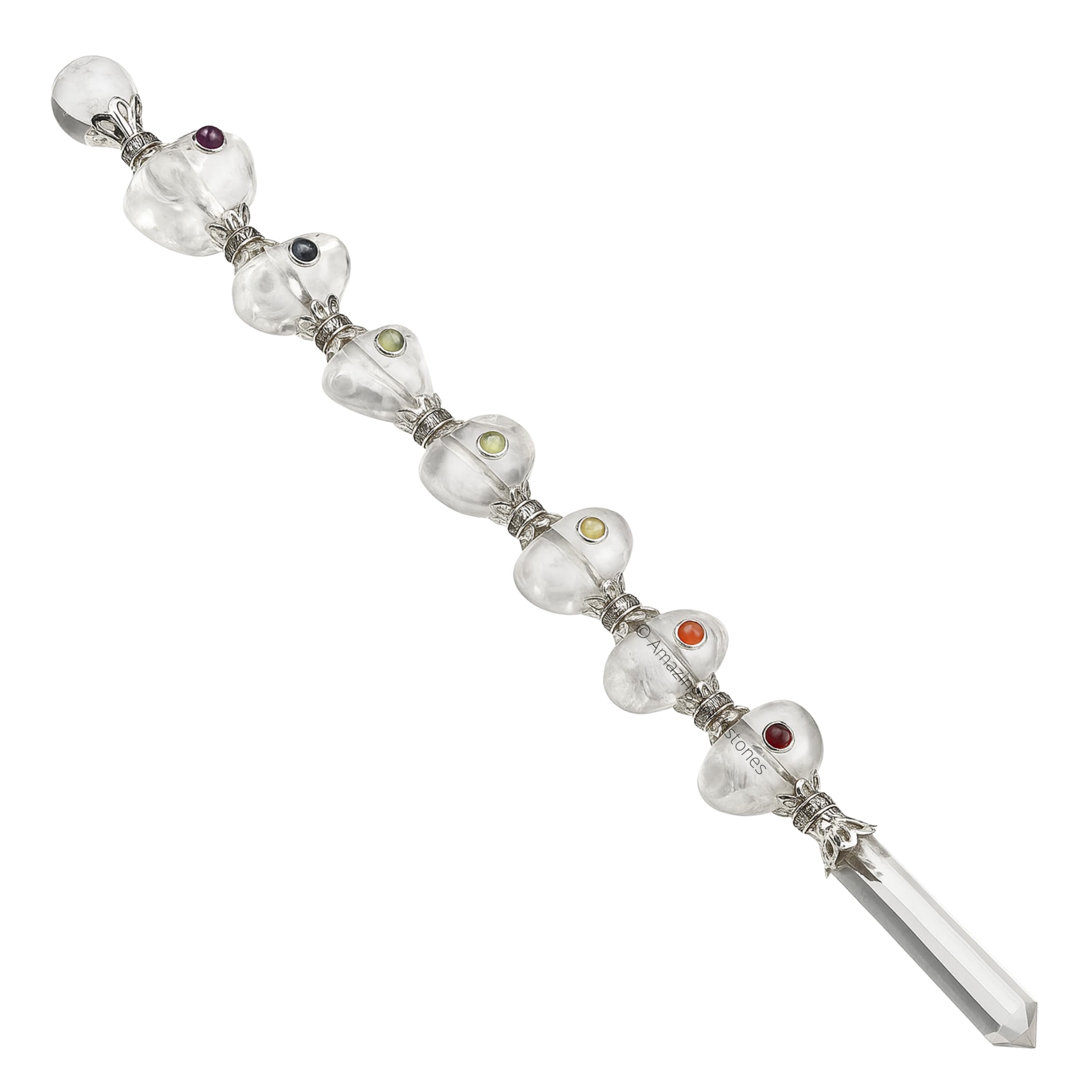 Amazing Gemstone Crystal Chakra Wand Healing Crystal Wands Witchcraft - Clear Quartz Tumbled Crystal Wand for Meditation, Witchcraft, Healing, Yoga, Magic and More - Crystals and Healing Stones Gift