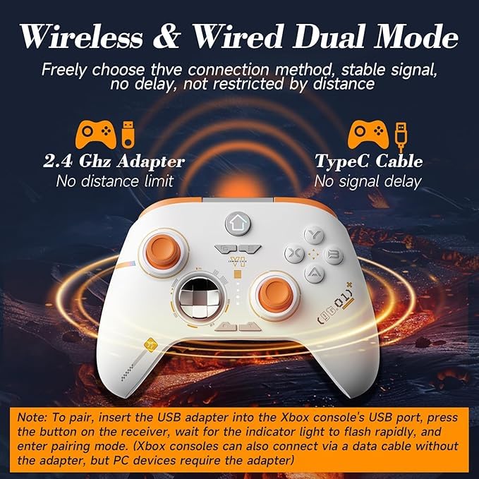 Image of Wireless Controller for Xbox One, 2.4G Wireless PC Controller for Xbox Series X /S /One & PC, ALPS Joysticks & Hall Triggers Wireless Gaming Controller with 1000mAh Battery (No 3.5mm Audio Function)