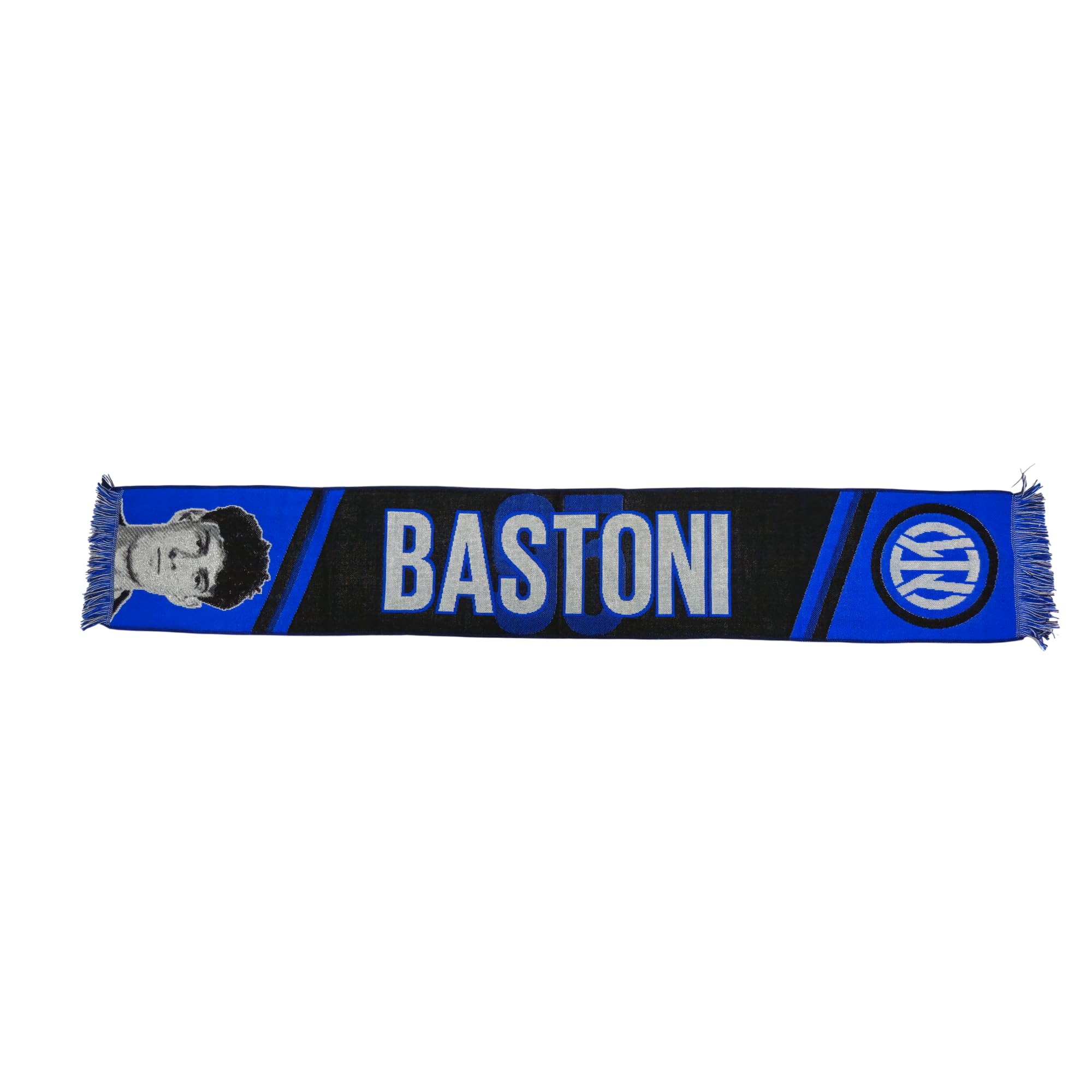Inter Jacquard Scarf for the Player Alessandro Bastoni, 100% Acrylic, Black/Blue/White, 135 x 22 cm