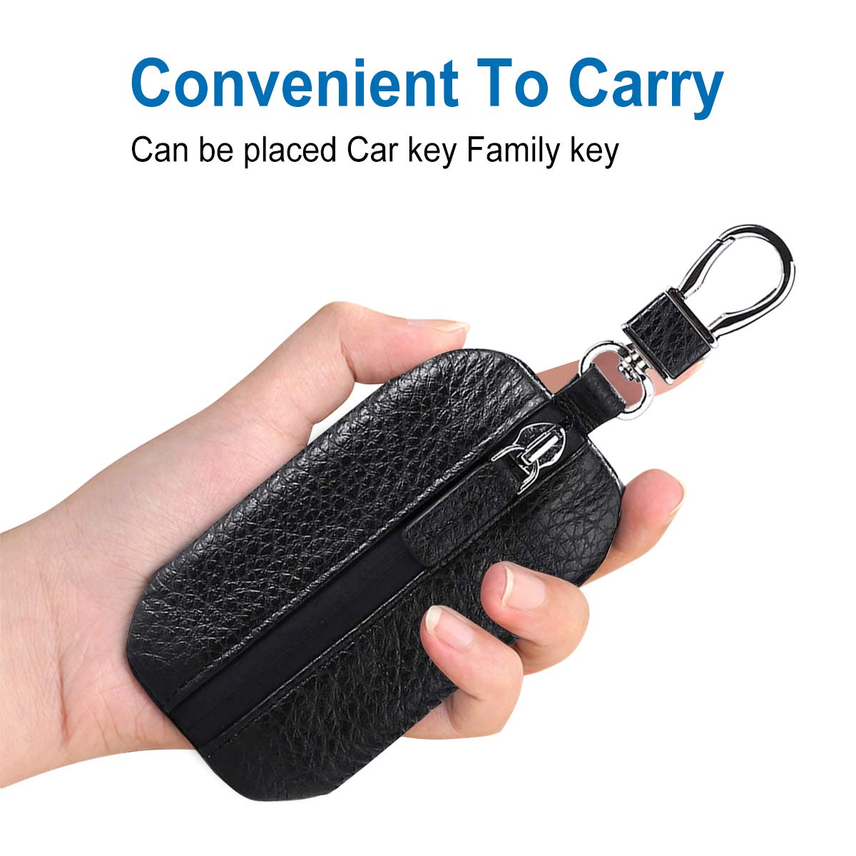 Cuero Estuches de Llave Clave del Coche Portátil Car Key Case Impermeable Cartera Anti-Robo para Hombre Mujer Llave Remota Hogar Llavero Uso Diario Negro
