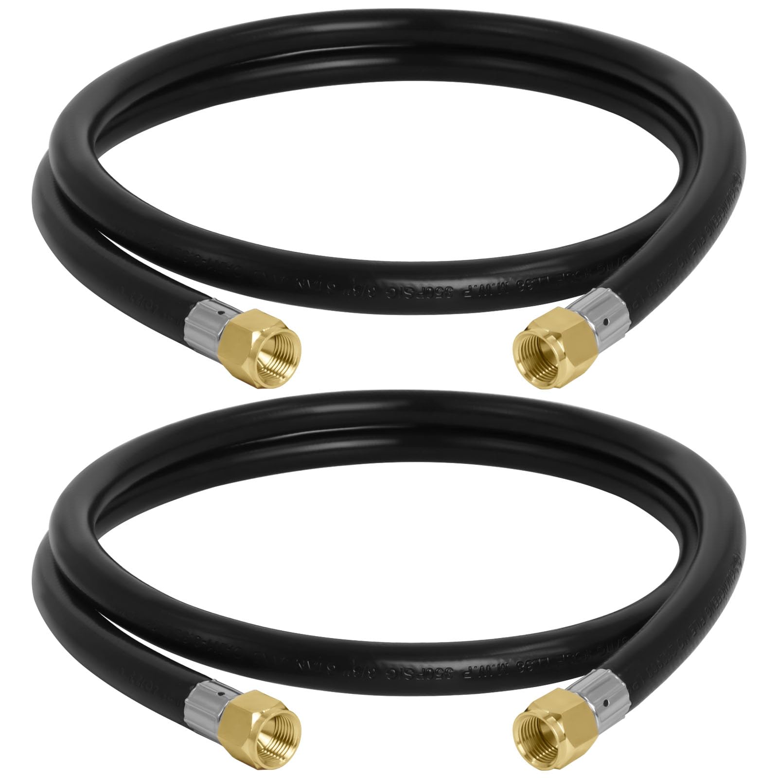 3/8 Inch Propane Hose Extension 5 Ft, Dual 3/8" Female Flare 350 PSI 2 Pack
