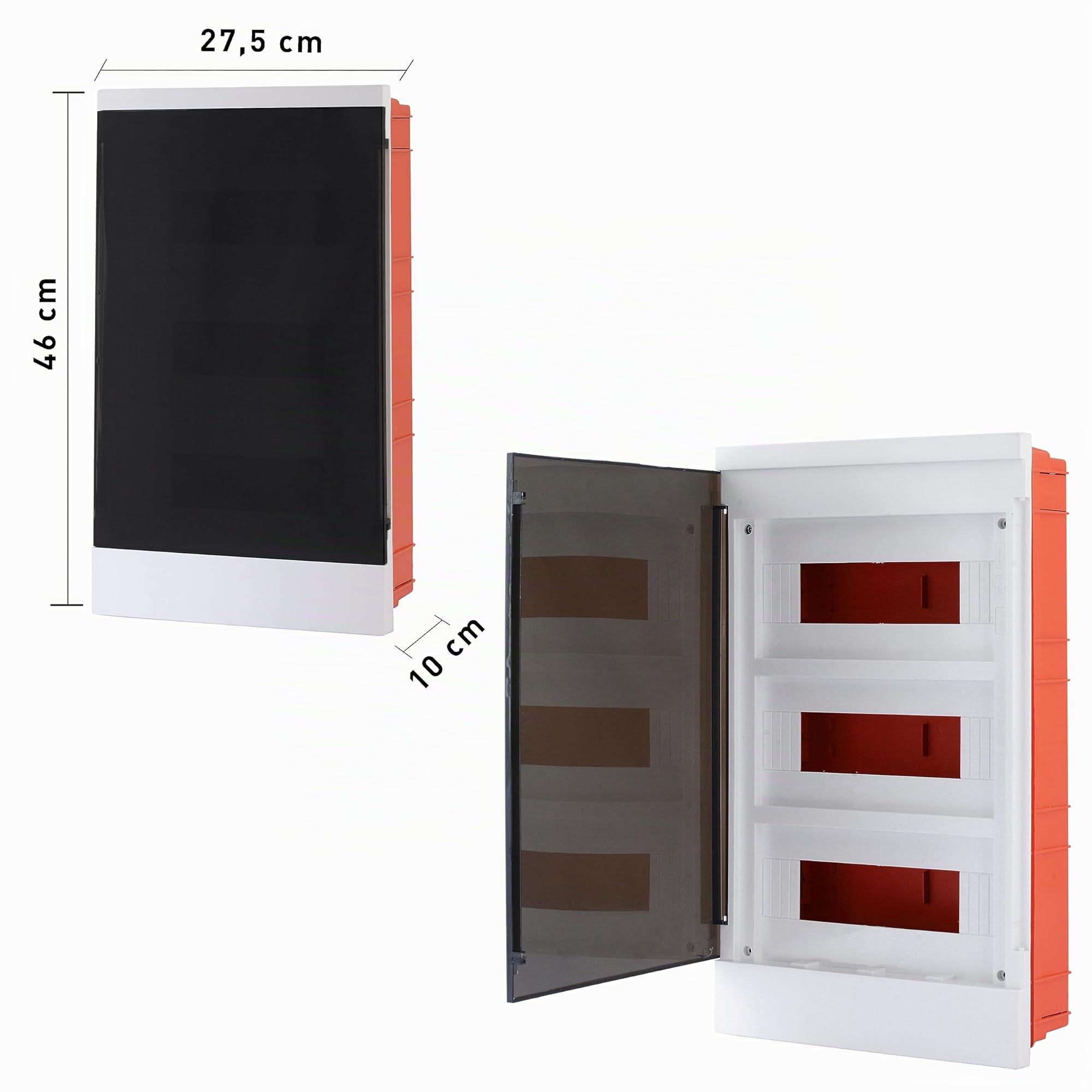LION Electric Scatola di distribuzione a incasso, 3 file, 36 moduli, IP40, per ambienti umidi con protezione extra PE/N, morsetto in ottone, scatola fusibili senza alogeni, per montaggio a incasso
