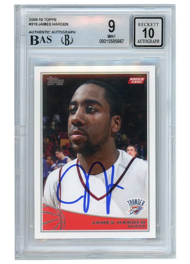 Amazon.com: James Harden 2009-10 Topps Autograph RC Card #319 BGS