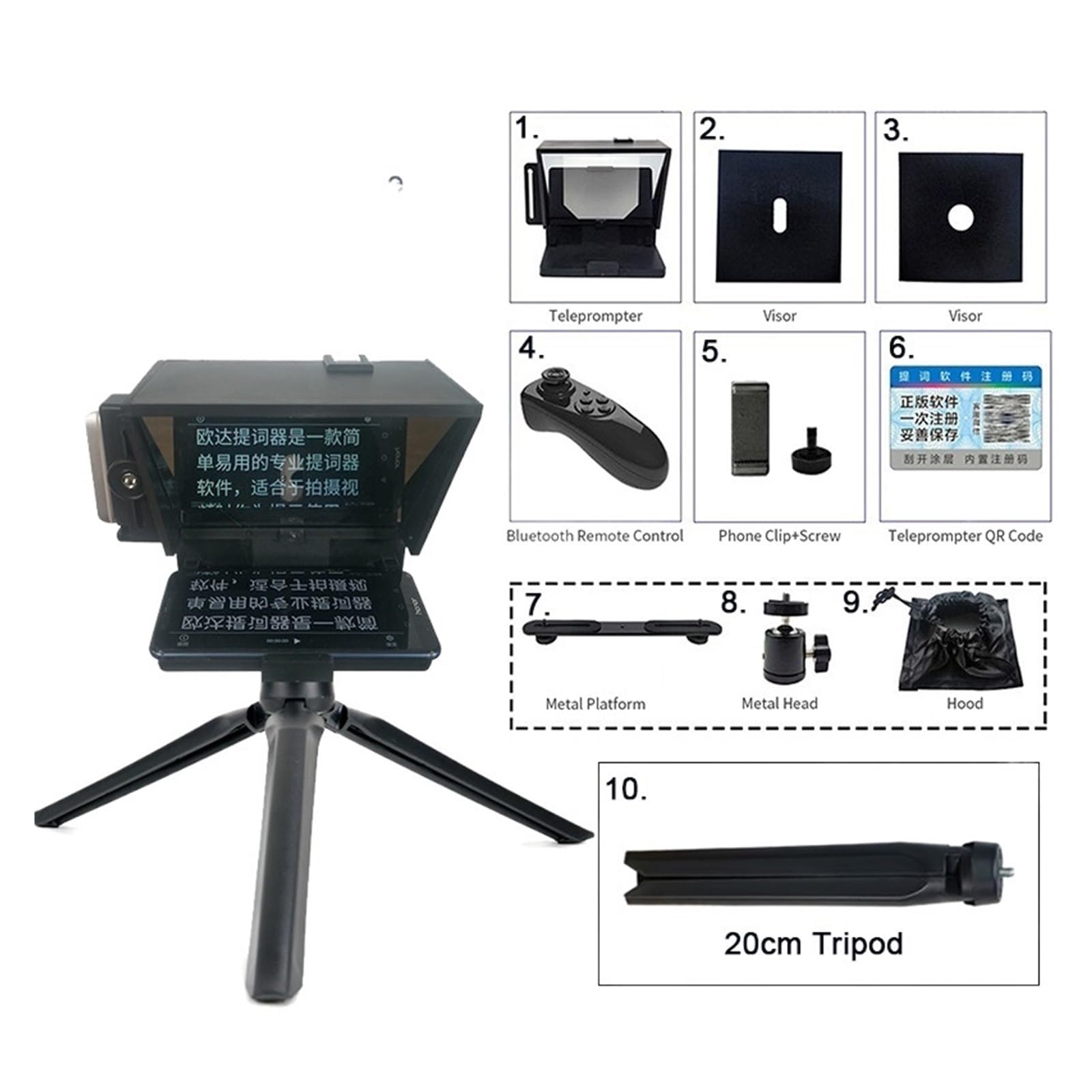 Telepromptor,Teleprompter, Mini aparat telefoniczny Teleprompter do wywiadu czytnik mowy strzelanie przenośny telefon komórkowy Prompter z pilotem, Nauczanie online, transmisja na żywo(2)