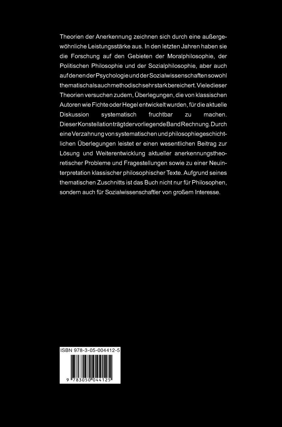 Anerkennung (Deutsche Zeitschrift für Philosophie / Sonderbände, 21, Band 21)