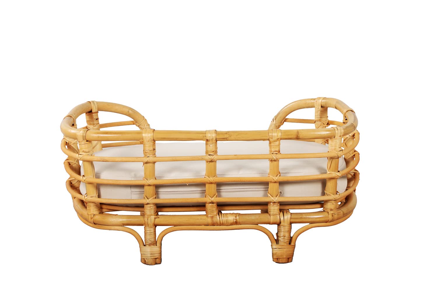 BEAU RIVAGE Panier Ovale Themis pour Chien et Chat en rotin Coussin Inclus, Taille M/L (15-25 kg)