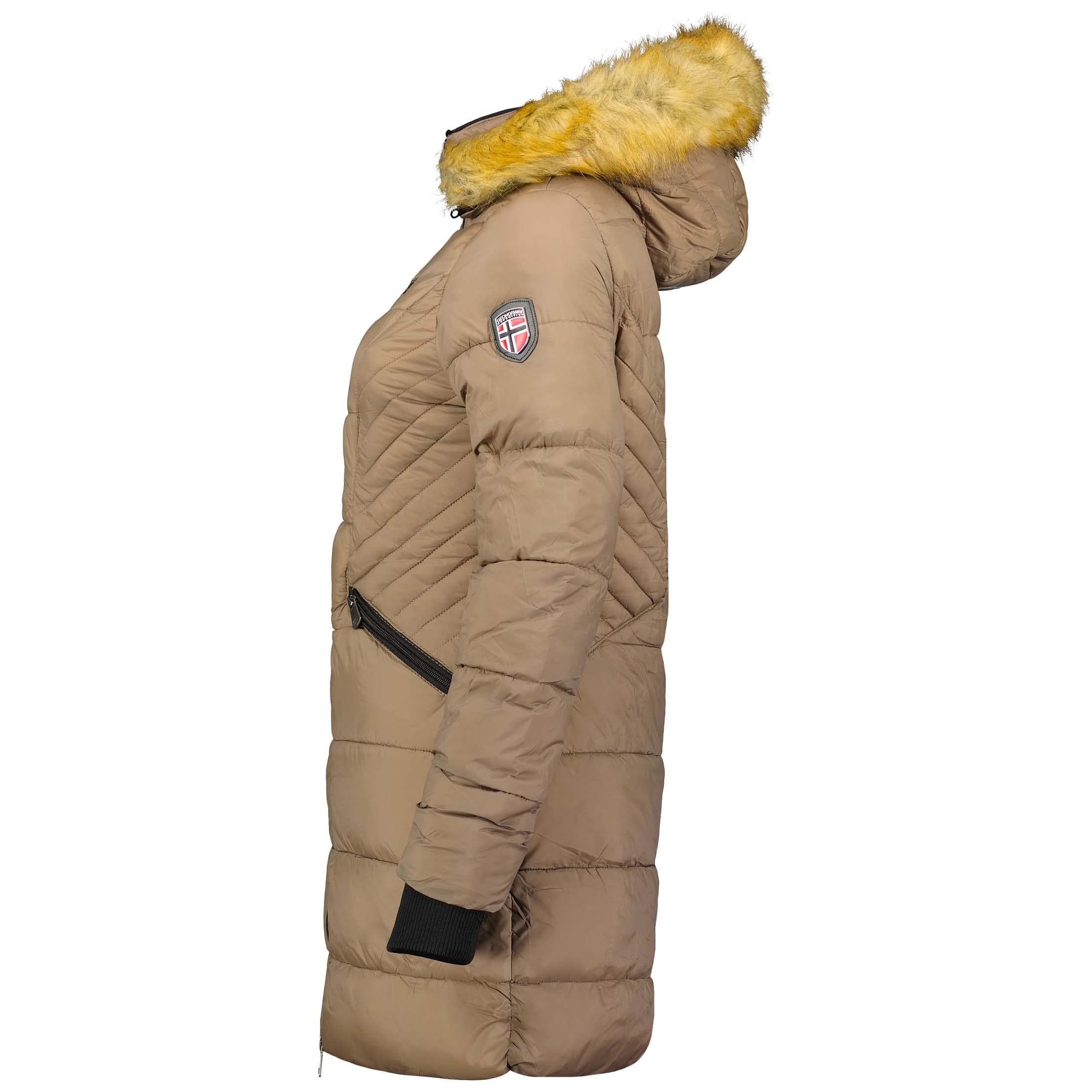Geographical Norway Abeille Lady - Parka Cálida Para Mujeres En Otoño Invierno - Abrigo Fino Con Capucha De Piel Sintética - Chaqueta A Prueba De Viento - Rego Elegante Ide