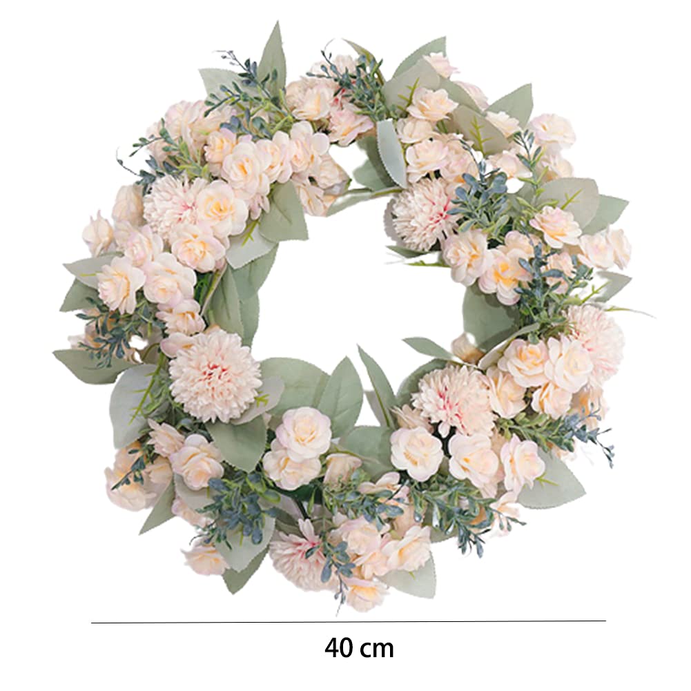 HAOSHICSGhirlanda di fiori artificiali per porta d'ingresso, matrimonio, festa, casa, parete e finestre (rosa champagne)