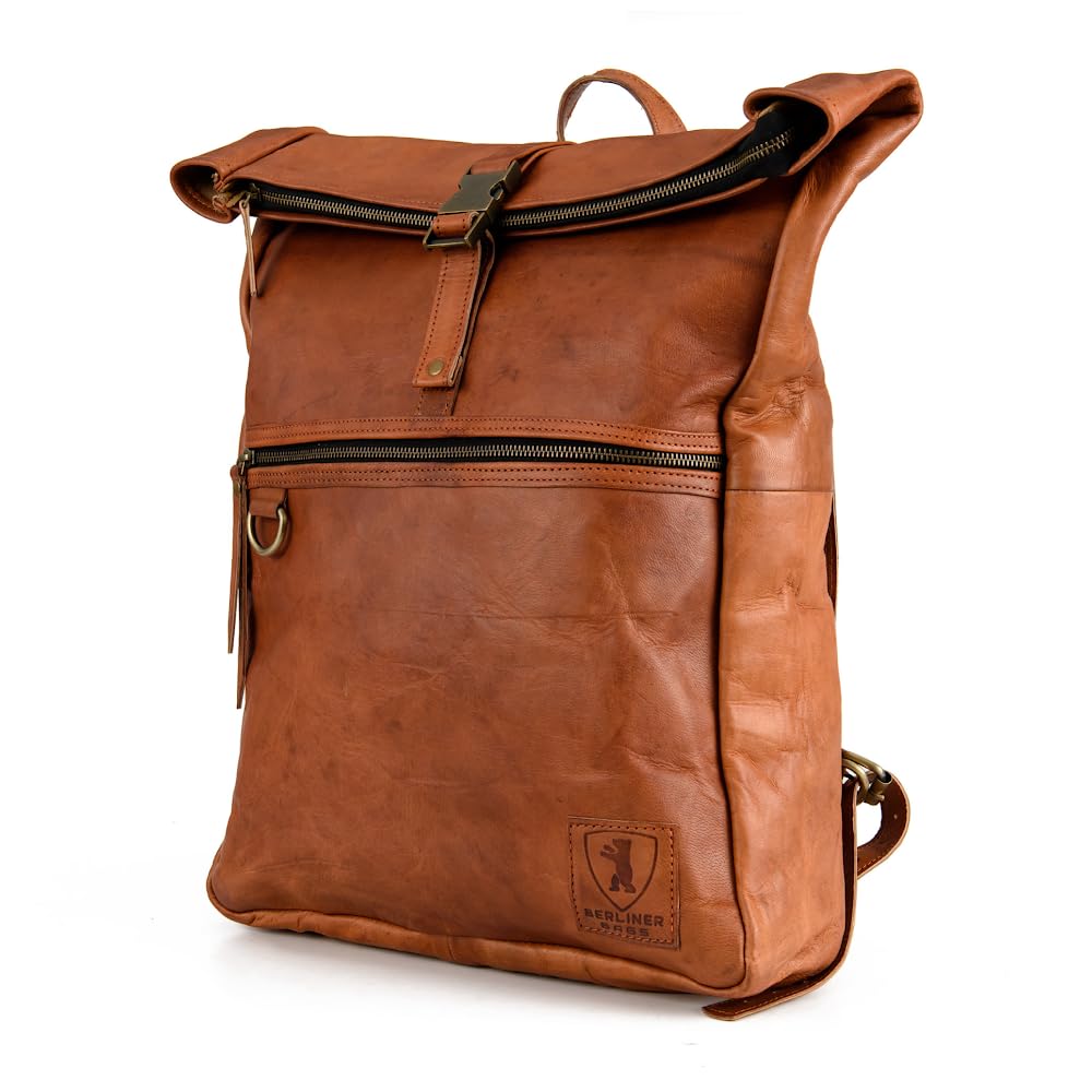 Vintage Genuine Leather Backpack Utrecht, Laptop Backpack, Travel Backpack for Women and Men - Brown