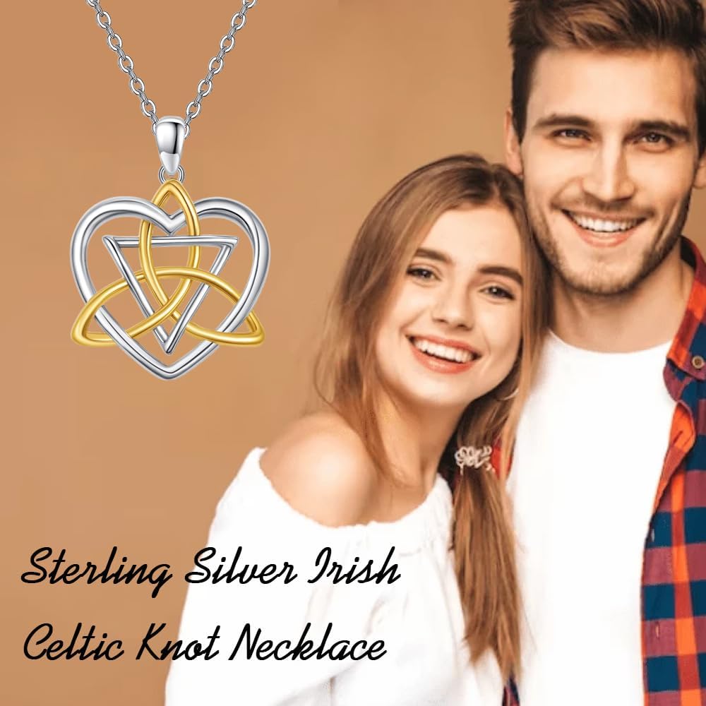 Irish Celtic Knot Necklace Sterling Silver Good Luck Irish Vintage Triquetra Trinity Celtics Love Knot Pendant Necklace Gifts for Women Mother - Image 5
