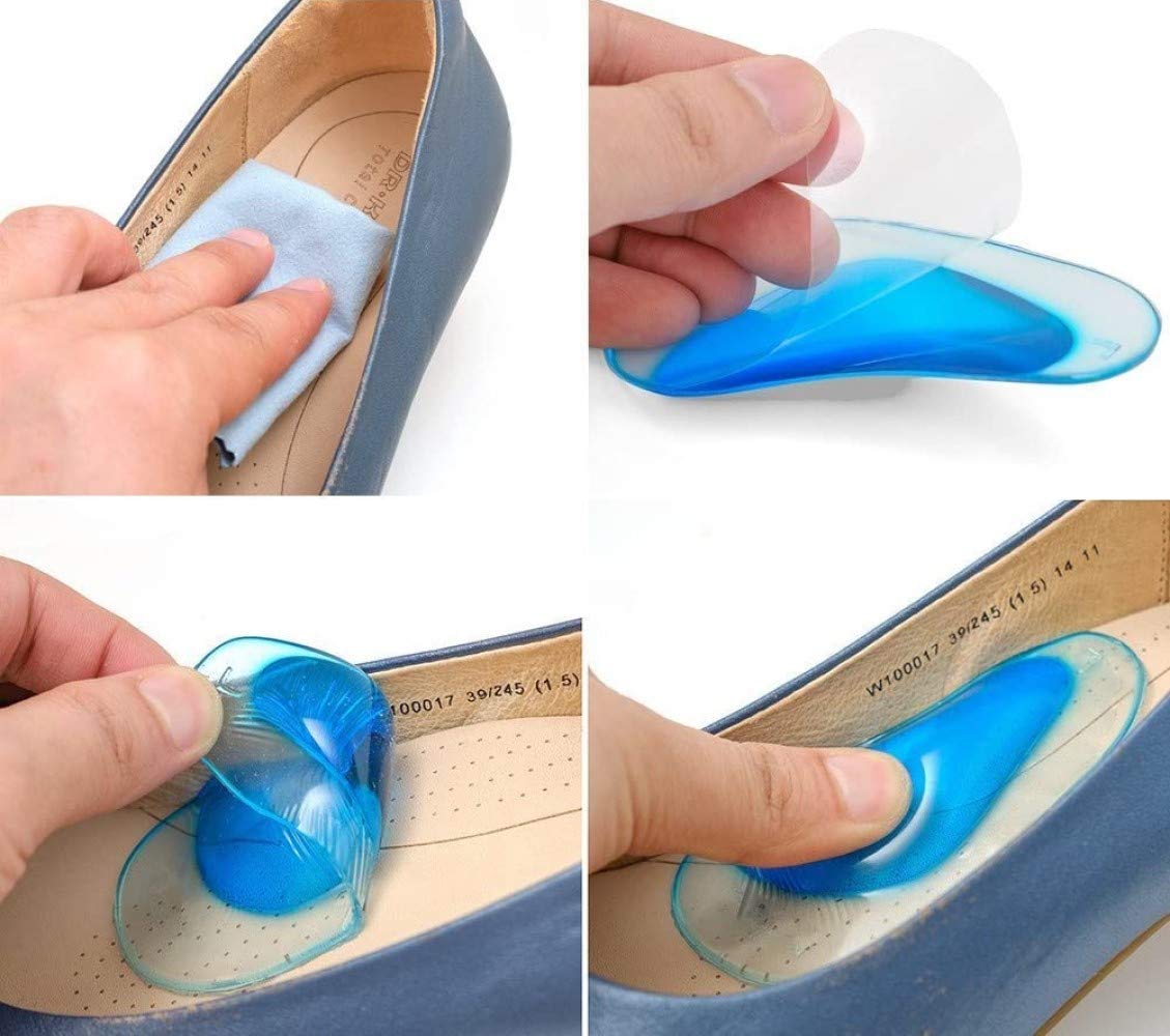 Pedimend™ - 4 paia (8 pezzi) di supporti per arco plantare per piedi piatti, plantari ortopedici per fascite plantare, cuscinetto per piedi in gel di silice, inserti ortopedici per archi caduti