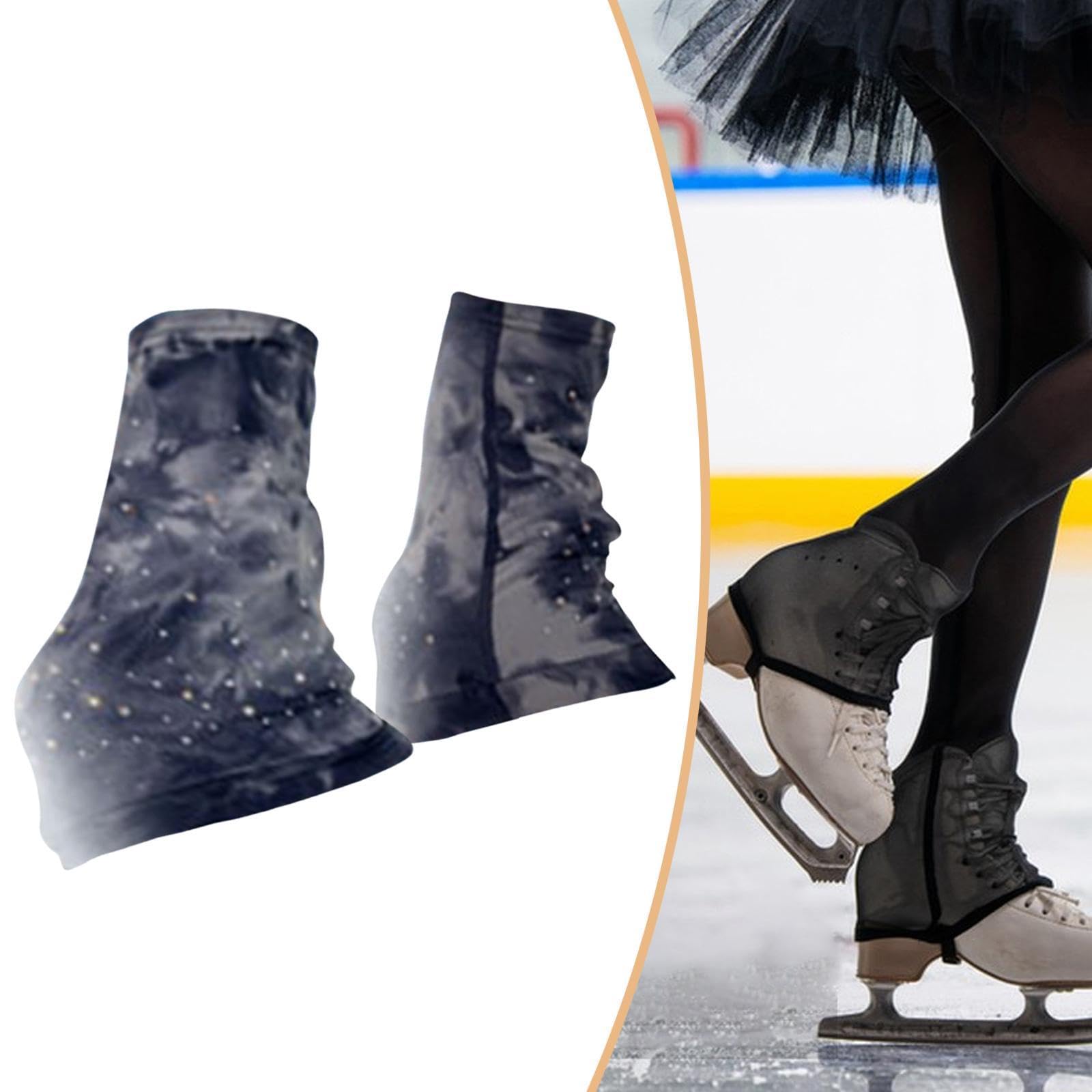 Fenteer Calentadores de piernas para patinaje artístico, accesorios de moda, ligeros, decorativos, protección térmica sobre las botas para mujer.