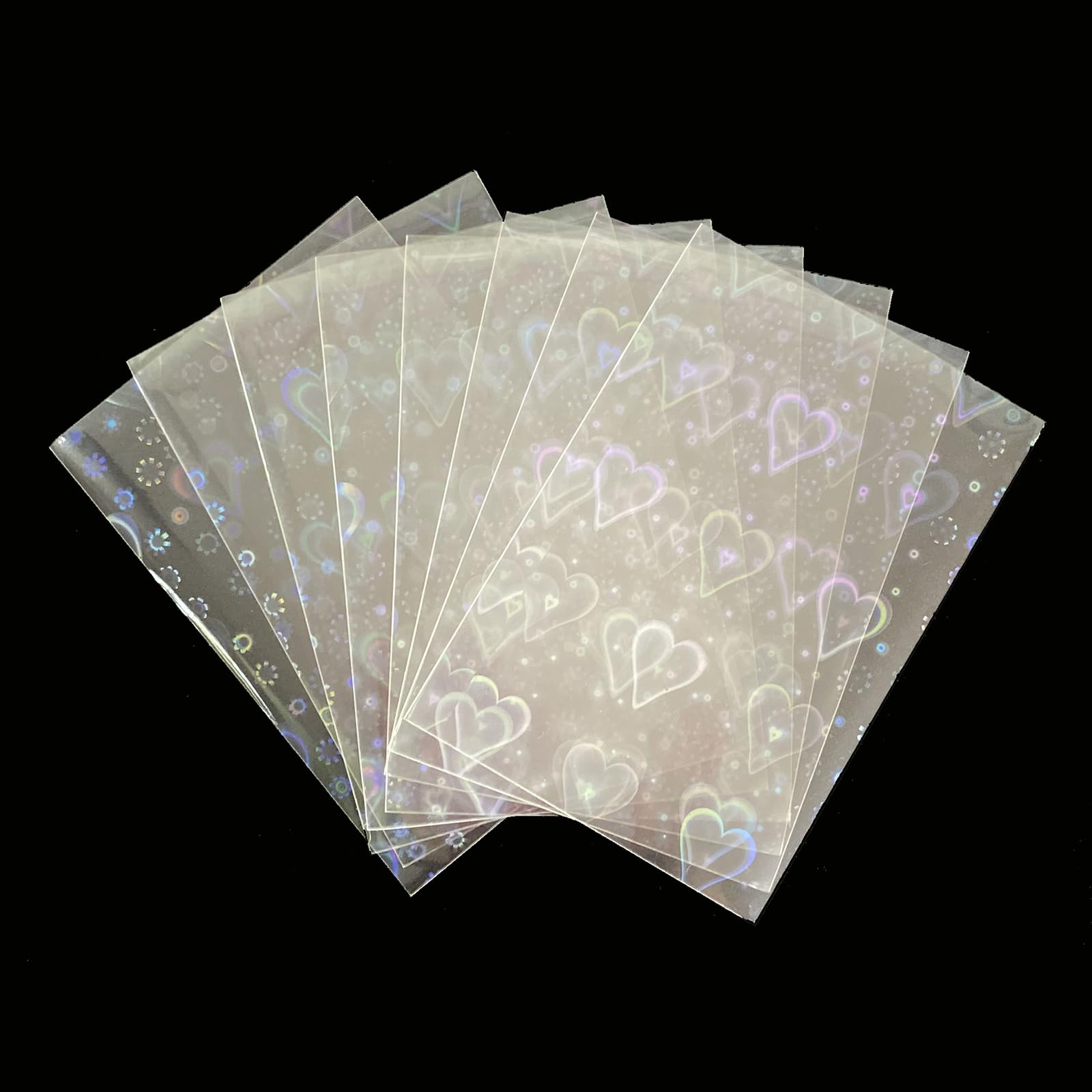 100 Pcs Kpop Photocard Protectors with Laser Flashing & Holographic Card Sleeves (Love)
