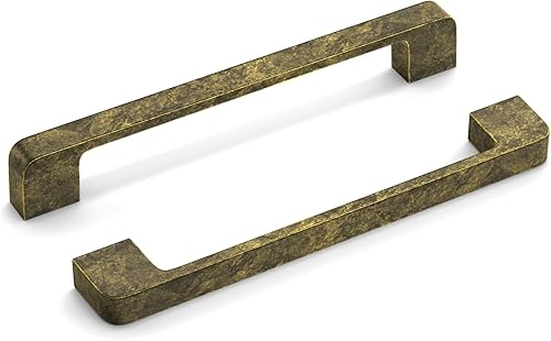 Miniatura 1 de Rergy Paquete de 10 tiradores de gabinete de latón antiguo, manijas de gabinete de cocina de latón, manijas de cajón de 6-14 pulgadas entre agujeros