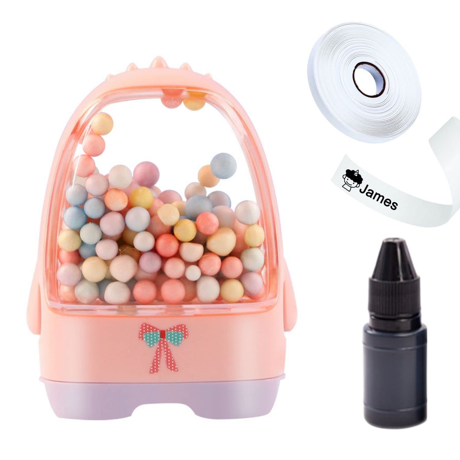 Amazon.com: Yingya 個性化姓名印章兒童訂製服裝印章自上墨1 支補充墨水10 毫升印刷膠帶100 公分(粉紅球) : 辦公用品