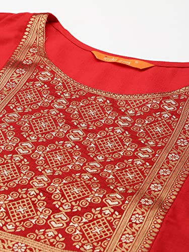 Image of INDO ERA Women's Polyester Straight Fit Solid Calf Length Straight Kurta(KT9RD3933)