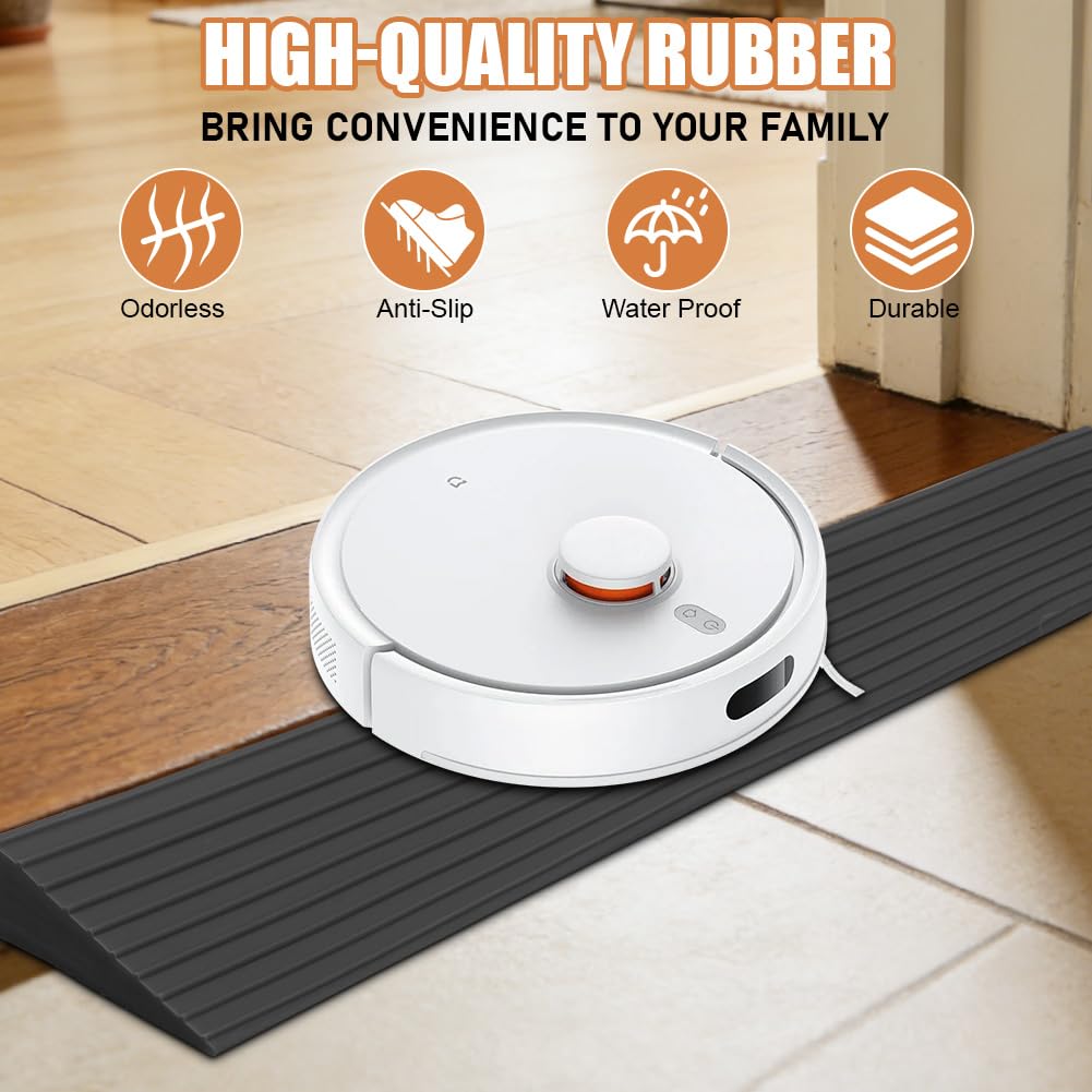 Rampa per Soglia, 100 X 8 X 2CM Rampa Robot Aspirapolvere, in PVC, Superficie Antiscivolo Rampa per Sedia a Rotelle, Passeggini, Deambulatori o Scooter