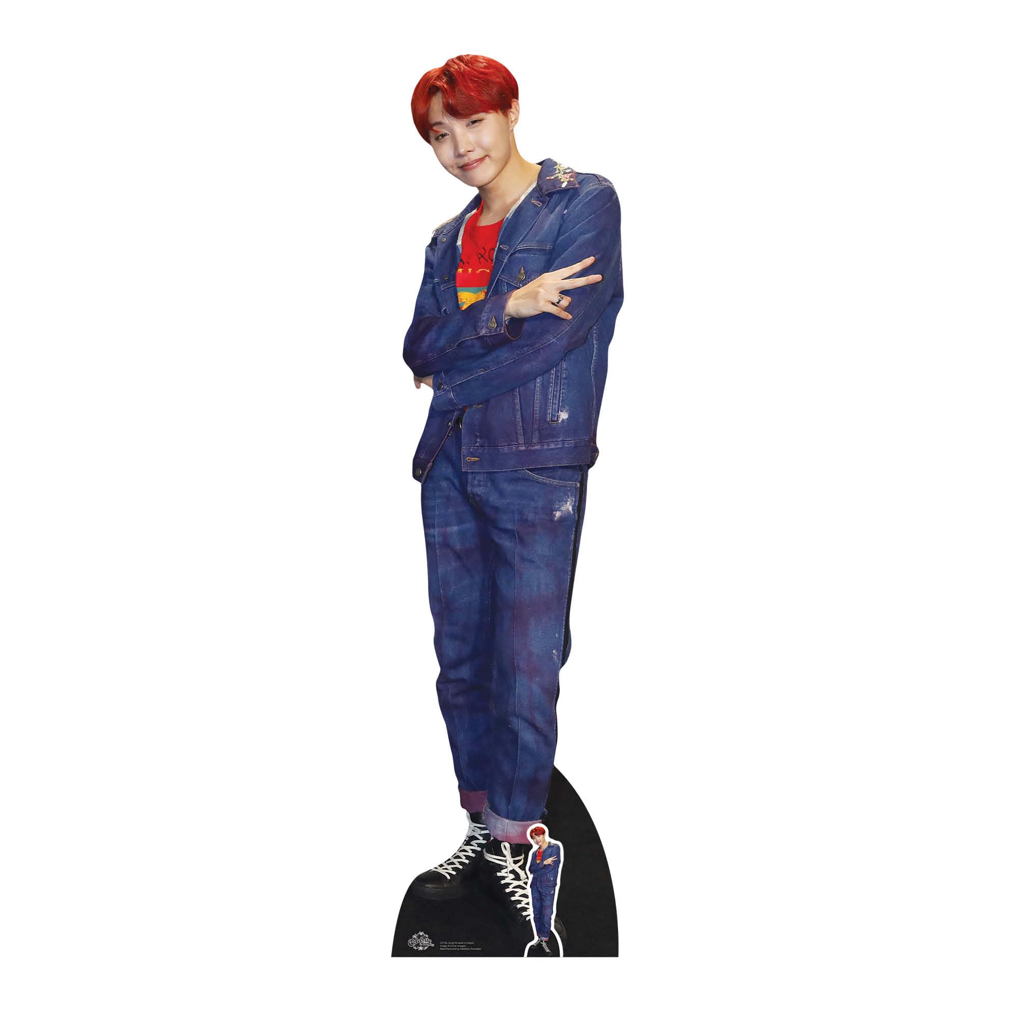 J-Hope from Bangtan Boys Red Hair Lifesize and FREE Mini Cardboard Cutout