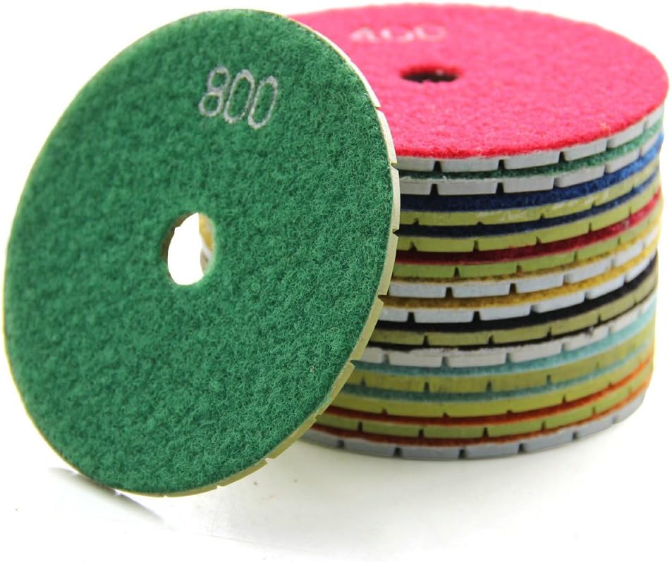 Diamond Wet Polishing Pads Sanding Grinding Discs Tools 10 Pcs Set for Granite Marble Stone 5" Grit 200